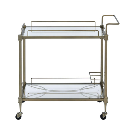 Antique Mirrored Brass Serving Cart | OROA