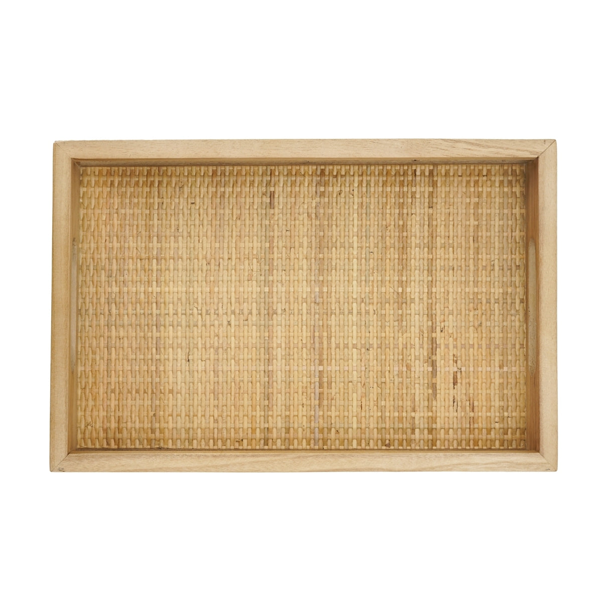 Brown Woven Rattan Trays with Handles — top view of woven base