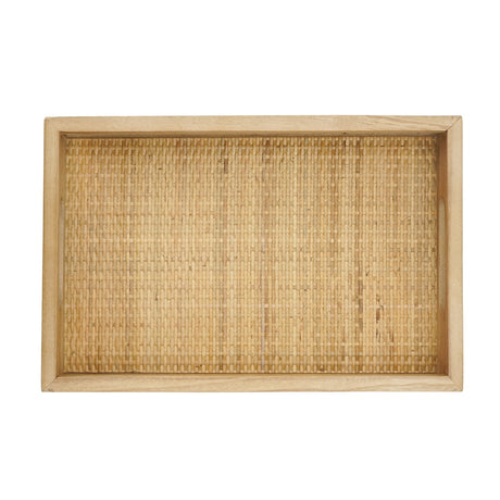 Brown Woven Rattan Trays with Handles — top view of woven base