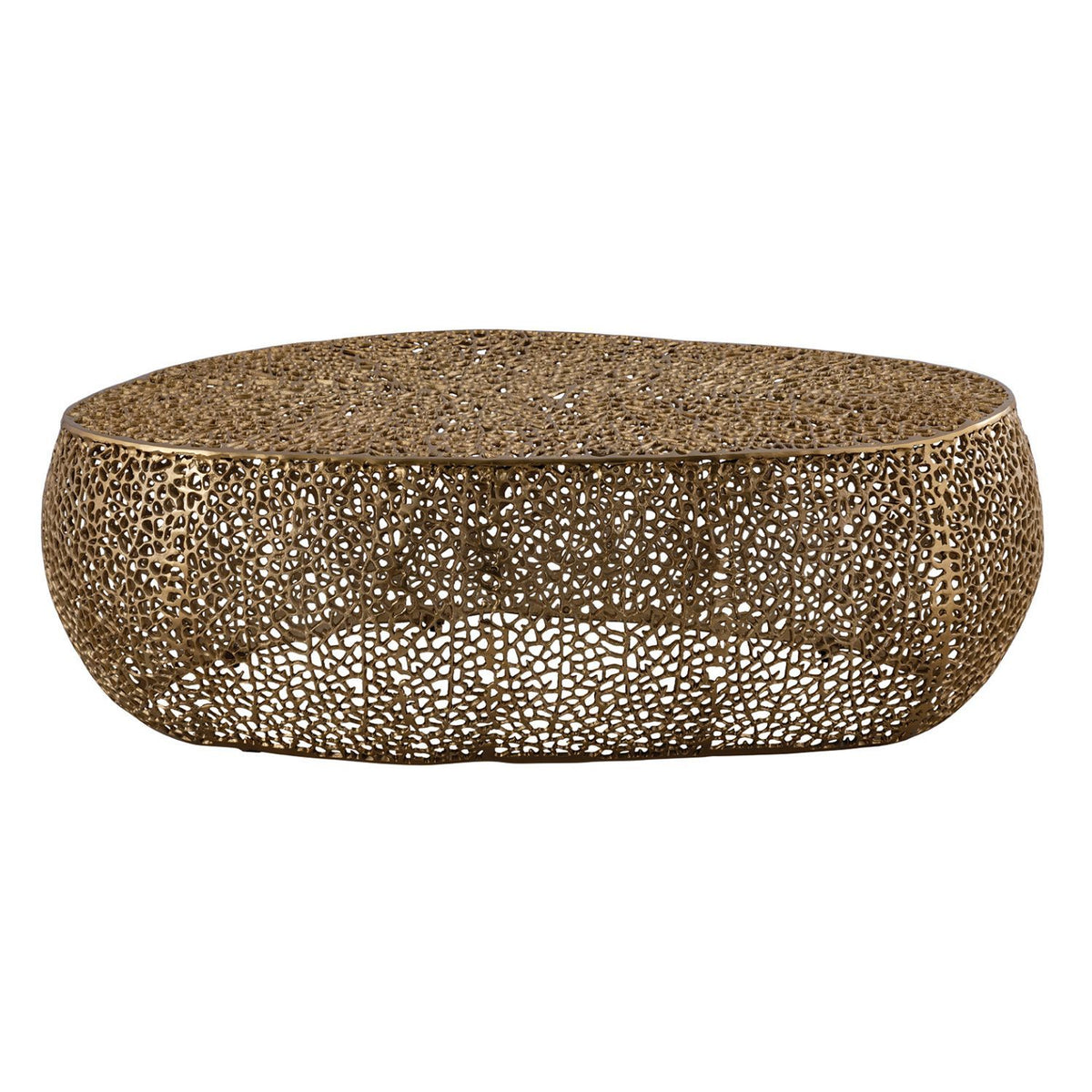 Sculptural Gold Oval Coffee Table | Catchy