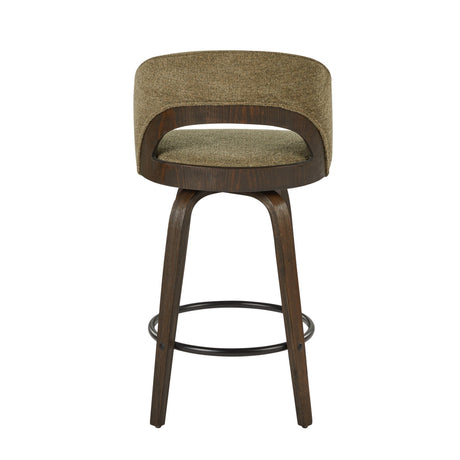 Sage Green Fabric Swivel Counter Stools — rear view