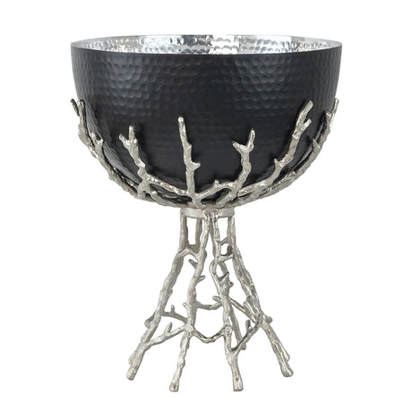 Black & Silver Twig Pedestal Decorative Bowl | OROA
