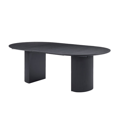 black oval dining table