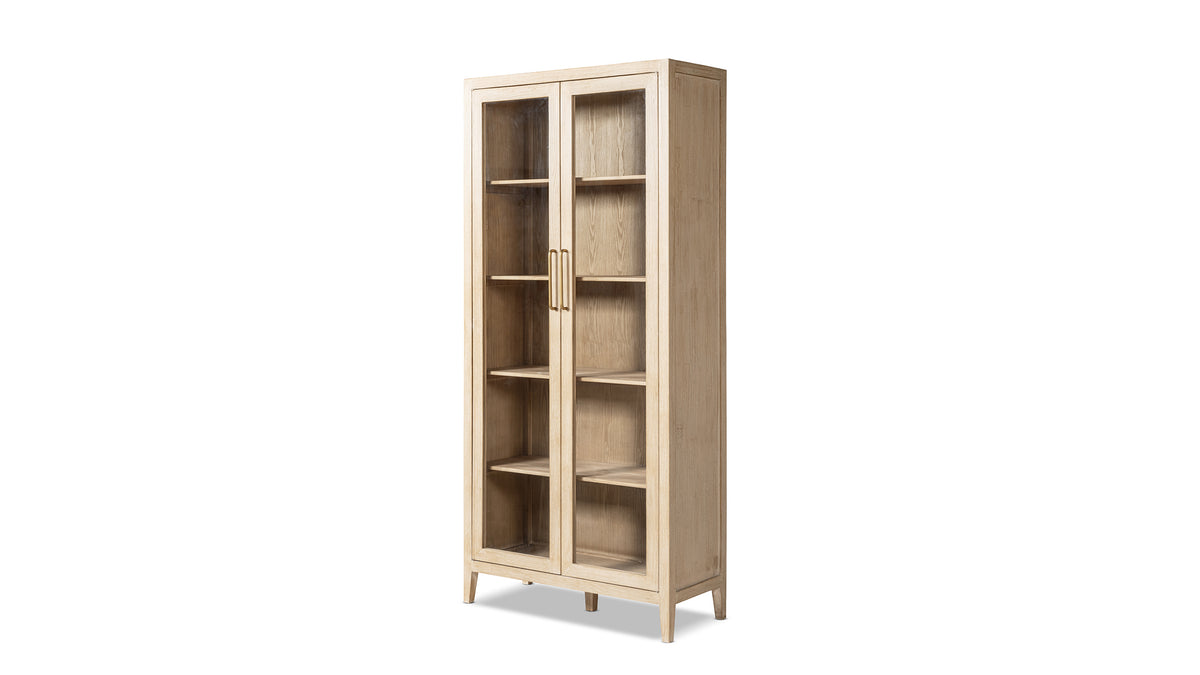 Marlowe Glass Door Display Cabinet, Brushed White Reclaimed Pine - OROA Modern Furniture