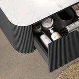 Ceramic Bathroom Vanity & Sink with Floating Curved Edges - OROA