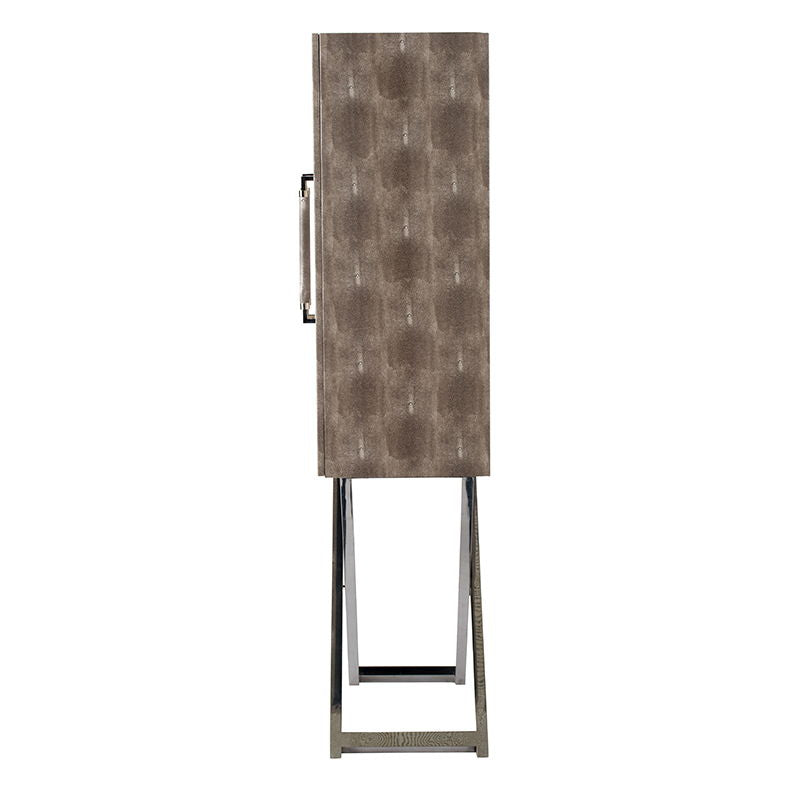 Modern Cabinet - Wood & Silver Finish