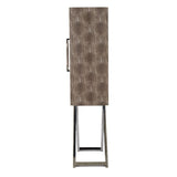 Modern Cabinet - Wood & Silver Finish