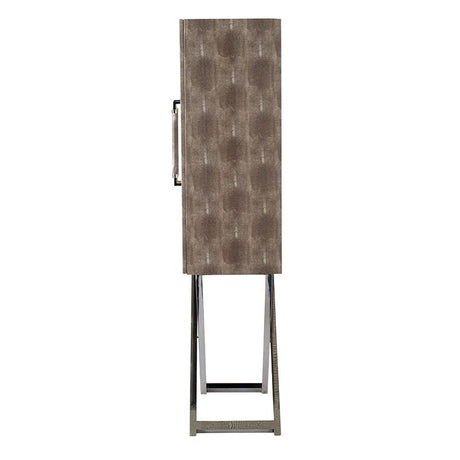 Modern Cabinet - Wood & Silver Finish