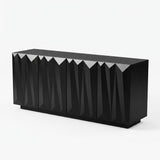 Black Geometric Four-Door Sideboard — opposite three-quarter view