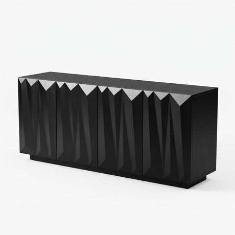 Black Geometric Four-Door Sideboard — opposite three-quarter view