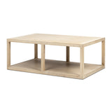 Ellis Reclaimed Pine Open Frame Coffee Table with Lower Shelf, Light Natural Cerused - OROA Online Furniture