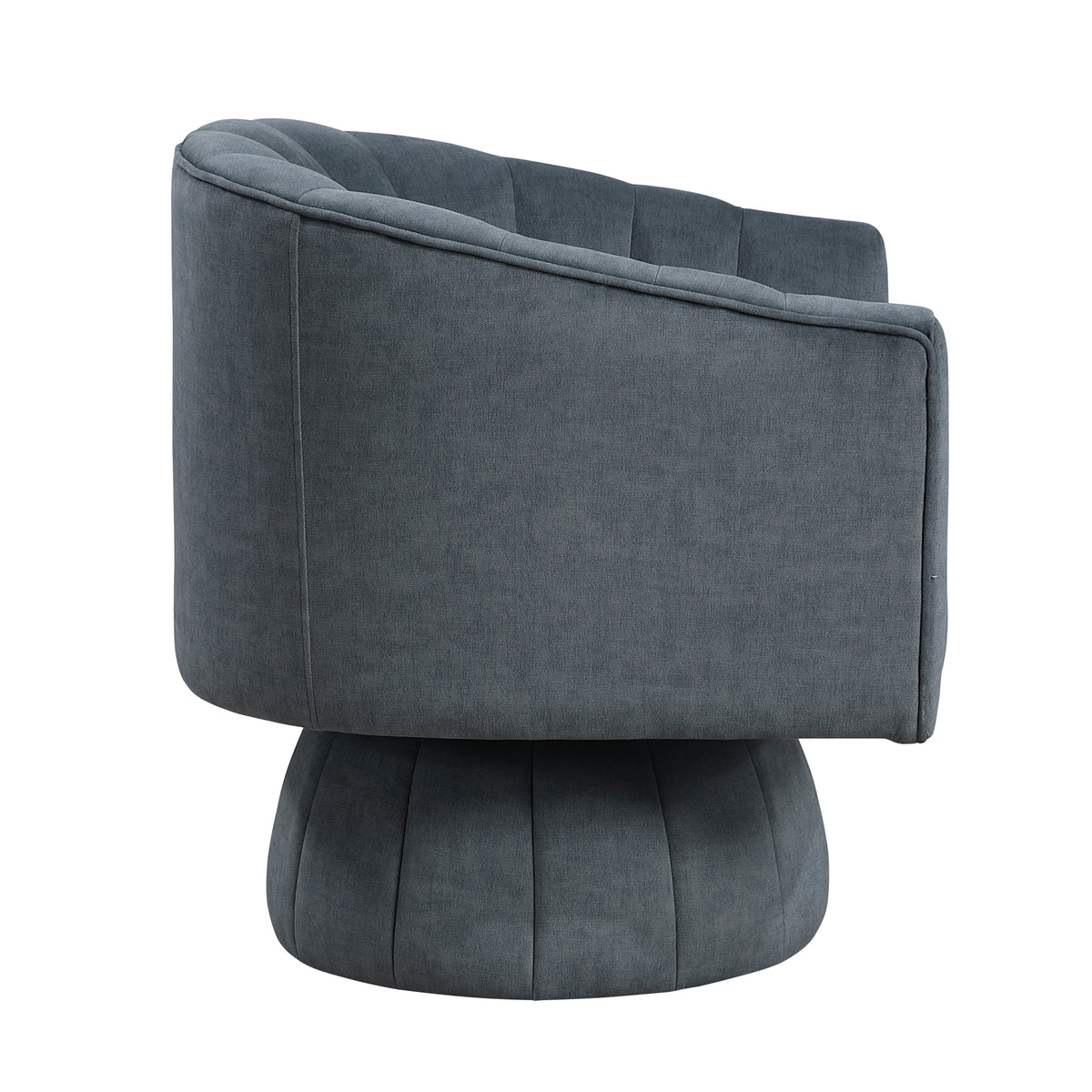 Dark Gray Channel Stitched Velvet Swivel Chair – OROA, view 3