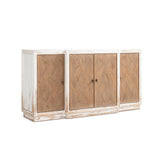 Amelie Patchwork 4-Door Sideboard, Antique White and Medium Brown Reclaimed Pine - OROA Online Furniture