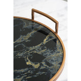 S/2 Round Decorative Tray with Abstract Marbled Design