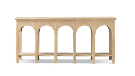Natural Reclaimed Elm Console Table with Arched Base — rear view