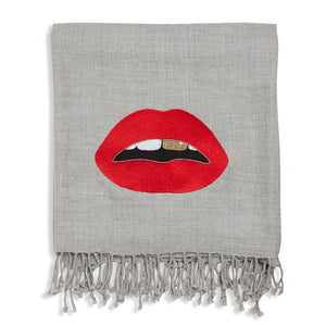Embellished Merino Wool Throw | Jonathan Adler Lips | Oroa.com