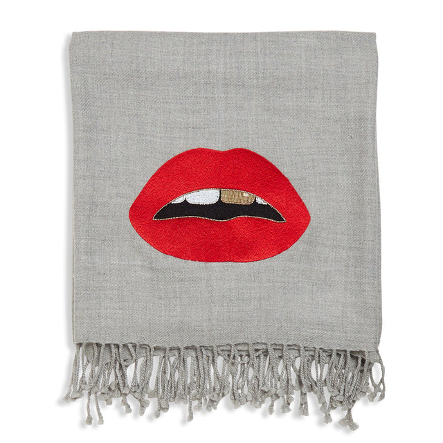 Embellished Merino Wool Throw | Jonathan Adler Lips | Oroa.com