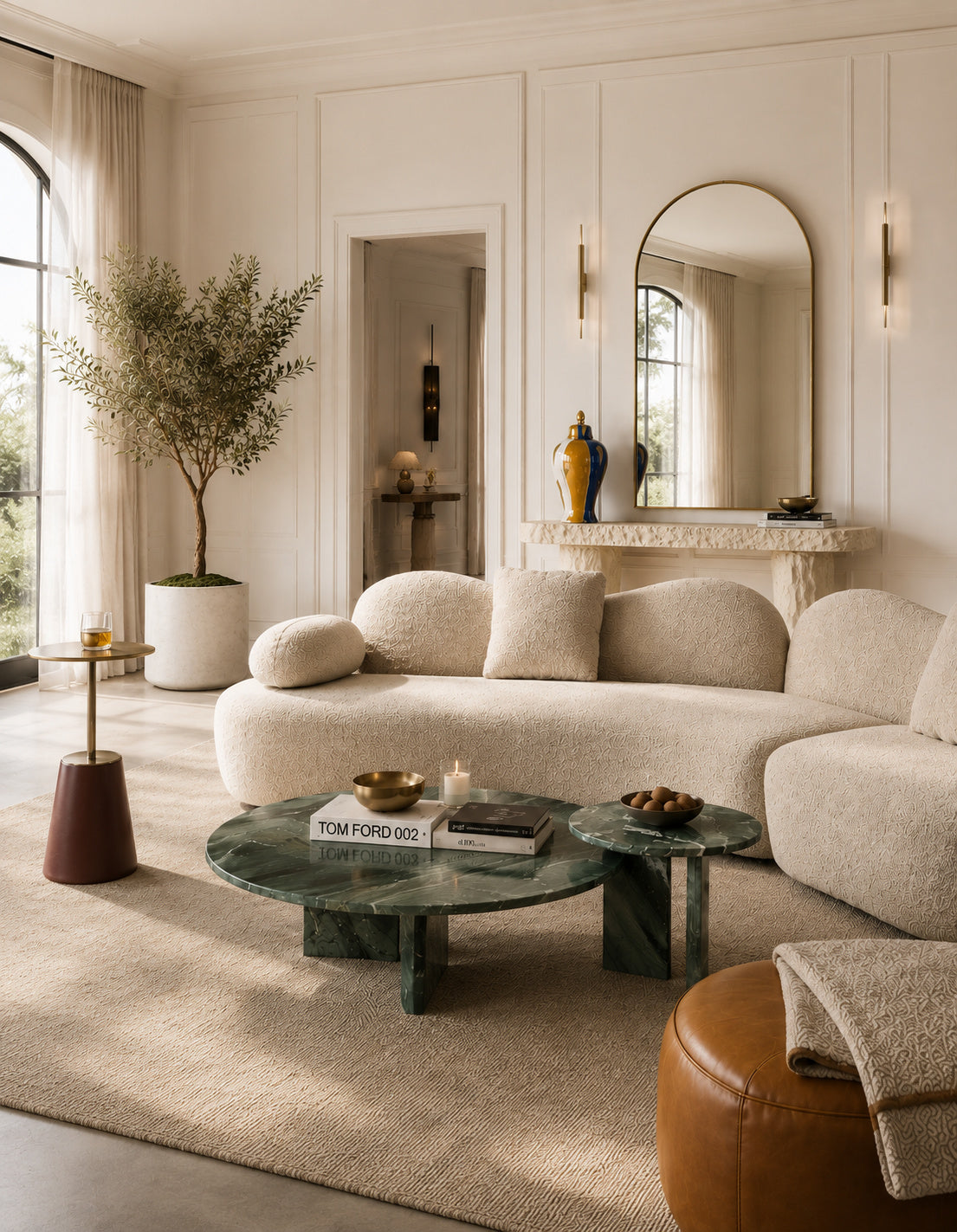 Diamond Green Marble Coffee Table S/2 | OROA