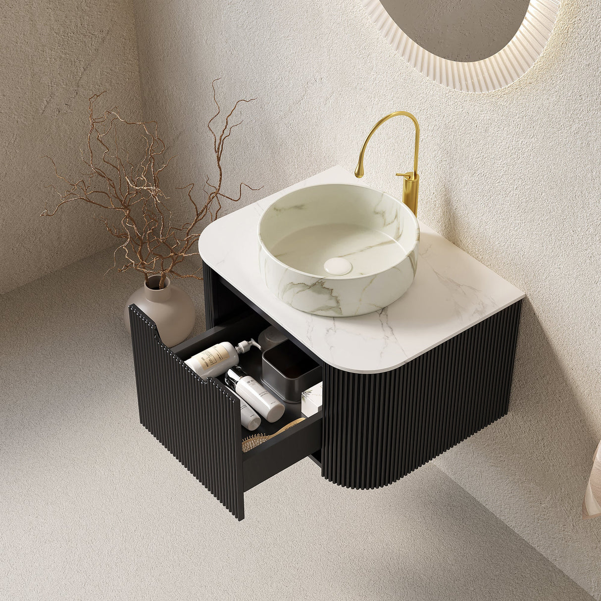 Floating Modern Bathroom Vanity & Sink - OROA