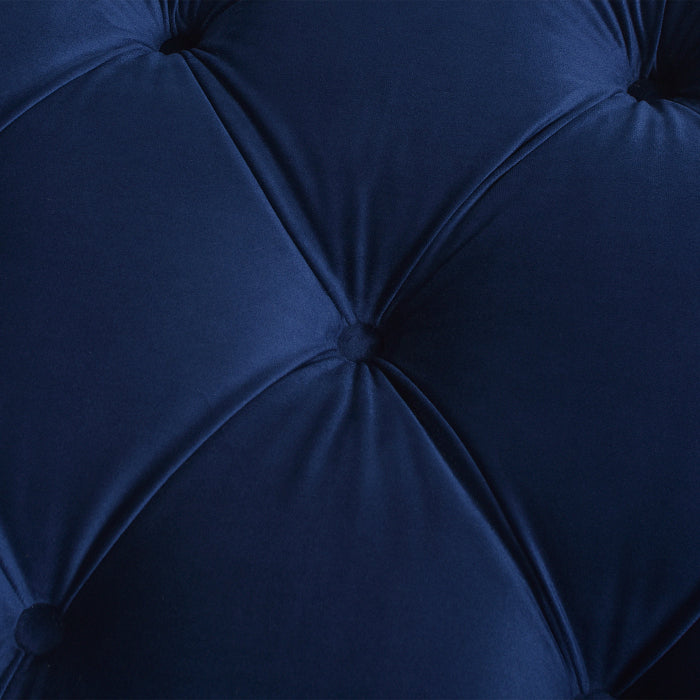 Navy Blue Velvet Bench with Bolster Pillows | Catchy