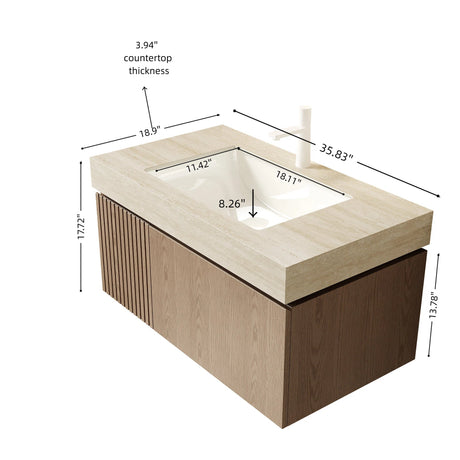 Modern Travertine Bathroom Vanity & Sink - OROA