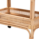 Modern Bohemian Natural Brown Rattan Wine Cart - OROA Online Furniture