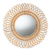 (Open Box) Natural Rattan Round Accent Wall Mirror | Catchy