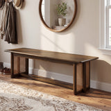 Walnut and Rattan Dining Bench