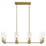 Island With Clear Ribbed Pendant Lamp Satin - Antique Brass - OROA
