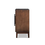 Koa Woven Wood Cabinet with Textured Door Fronts, Dark Brown Reclaimed Pine - OROA Modern Furniture