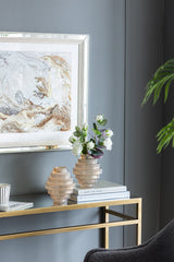 Tiered Geometric Amber Luster Clear Vase (S/2)