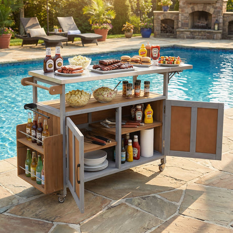Foldable Outdoor Kitchen Island Cart - Cathy