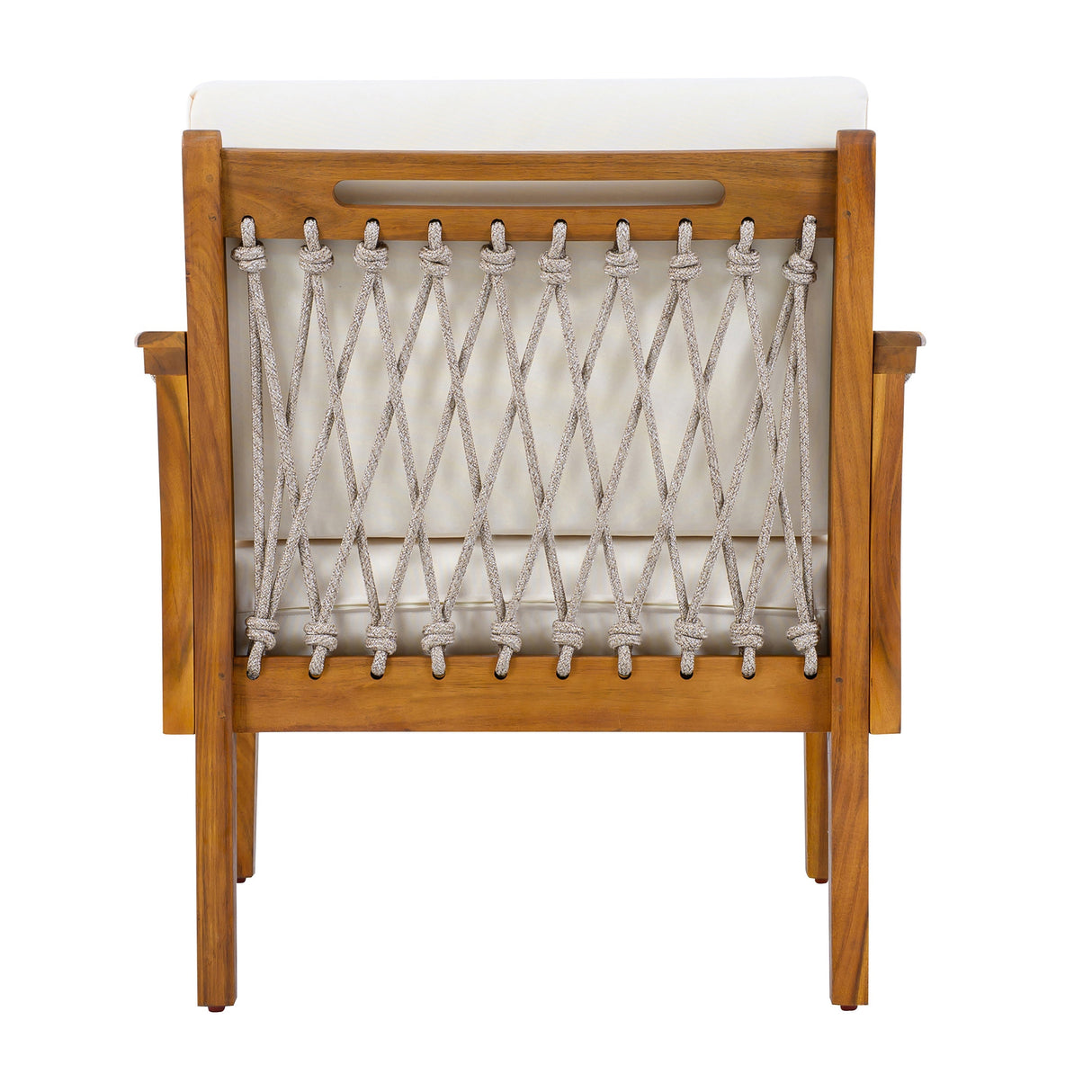 Teak - Outdoor Acacia Wood Club Chair with Handwoven Rope