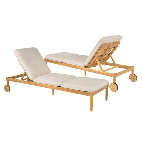 Riviera Outdoor Chaise Lounge with Wheels, Acacia Wood Frame (S/2)