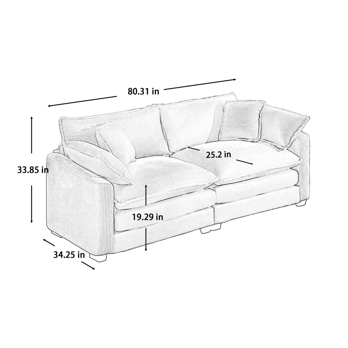 Modern 2 Seater Loveseat - Comfort