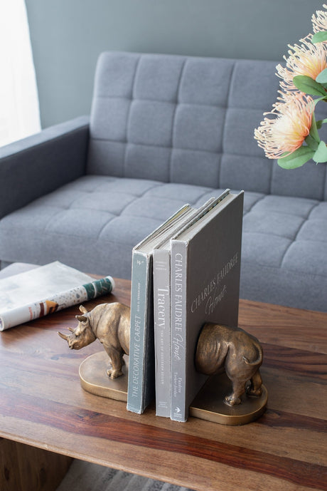 Rhino Bronze tone Bookends