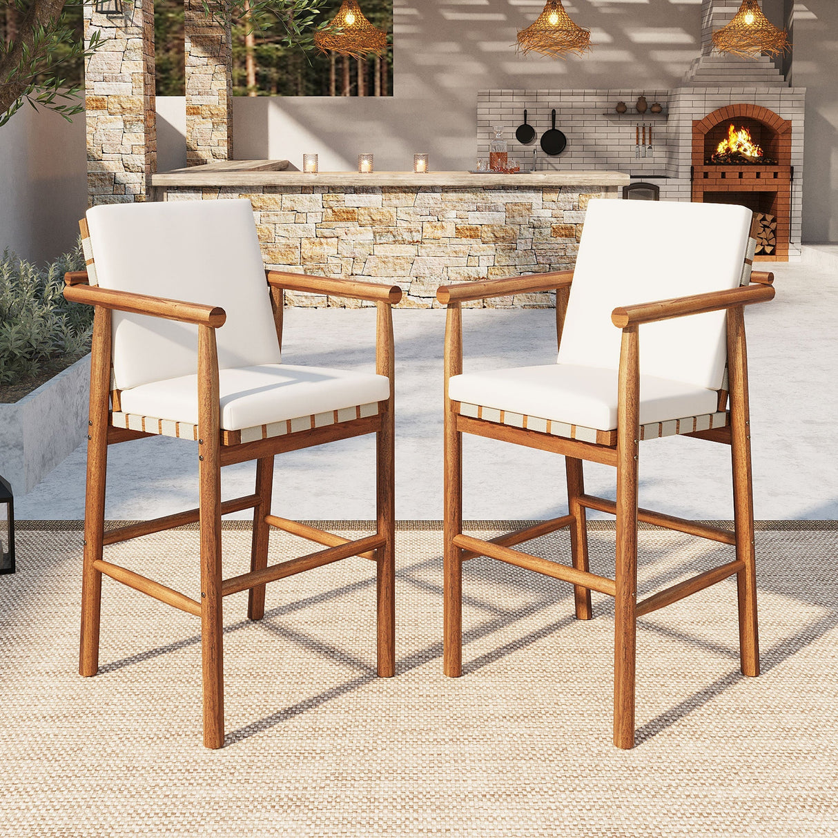 Outdoor Counter Bar Stools (S/2) - Natural