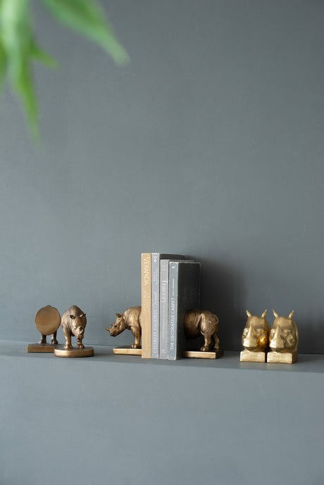 Rhino Bronze tone Bookends