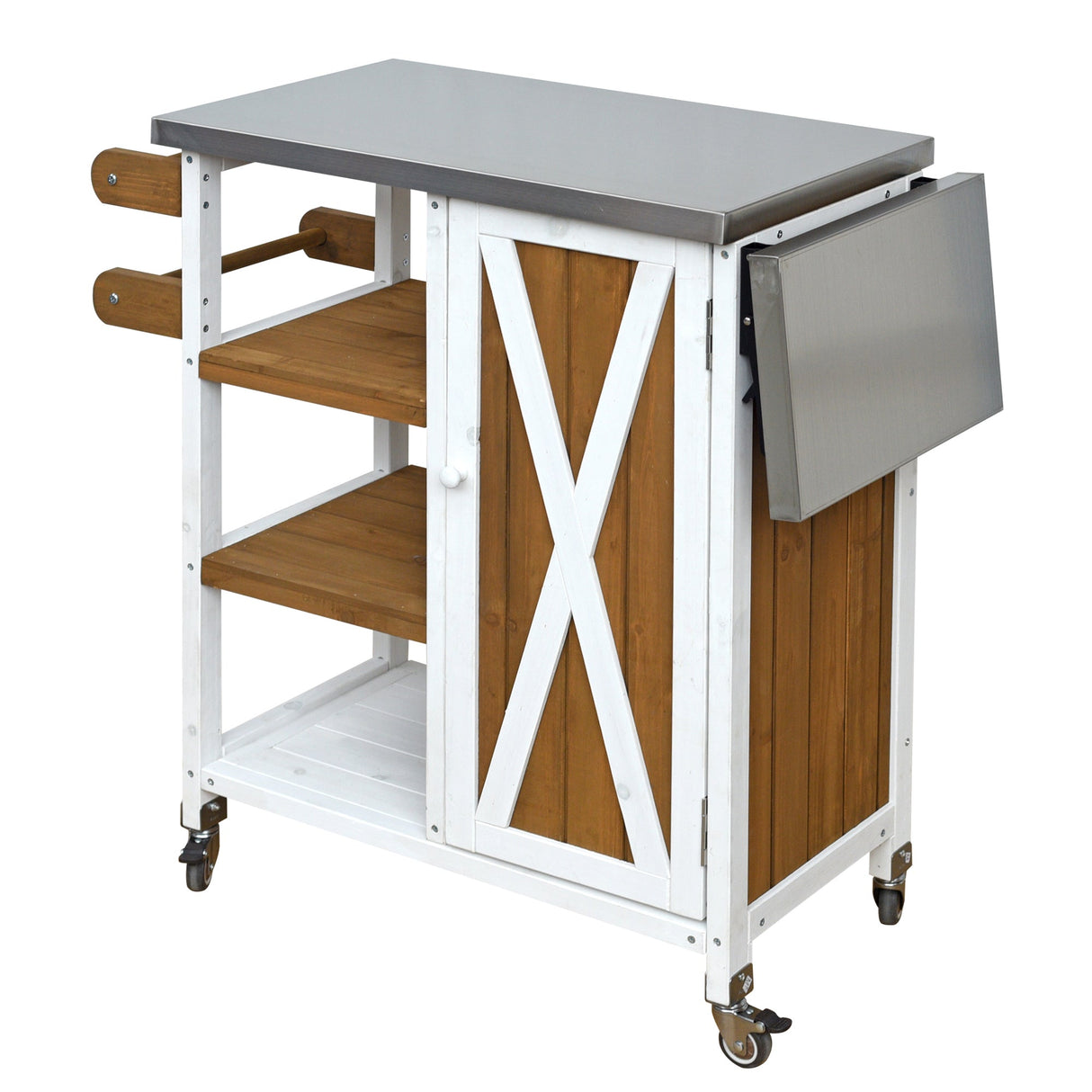 Foldable Outdoor Kitchen Island Patio Prep Station - White