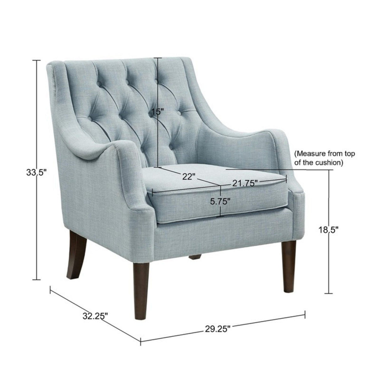 Qwen - Button Tufted Accent Chair Dusty Blue - OROA
