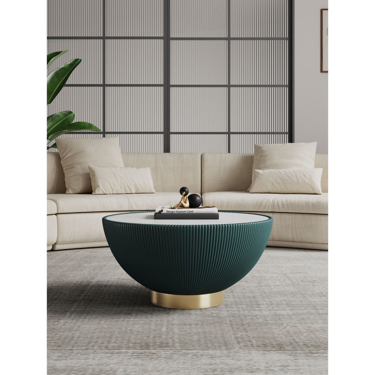 Stylish Coffee Table Round - Gold Base