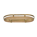 Oval Ash Veneer and Metal Trays — brass-trimmed tray viewed from the side