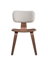 Walnut & White Bouclé Dining Chairs, Set of 2 | Curves at the Table