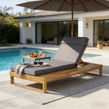 Teak Wood Chaise Lounge with 4-Inch Cushion - OROA