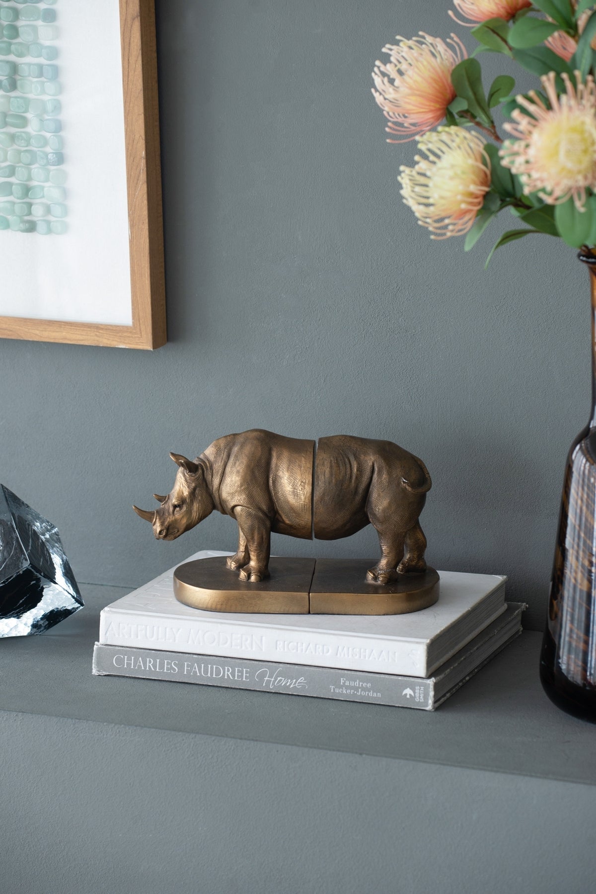 Rhino Bronze tone Bookends