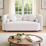 2 Seater White Bouclé Modern Sofa | OROA