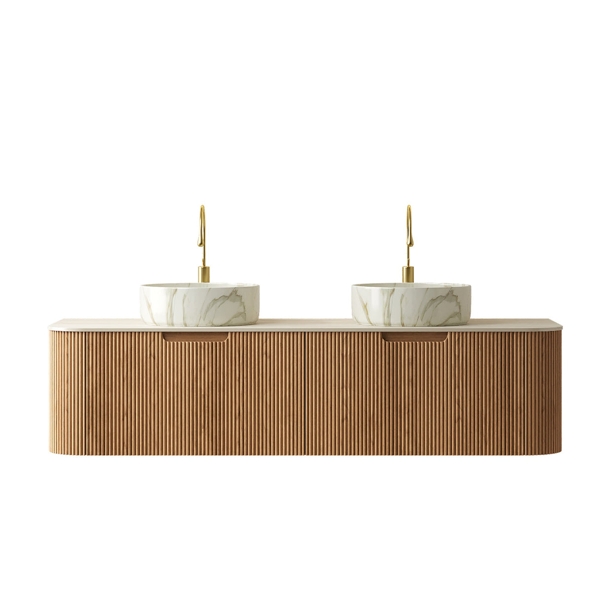 Nordic Bathroom Vanity, Ceramic Basins Stone Top - OROA