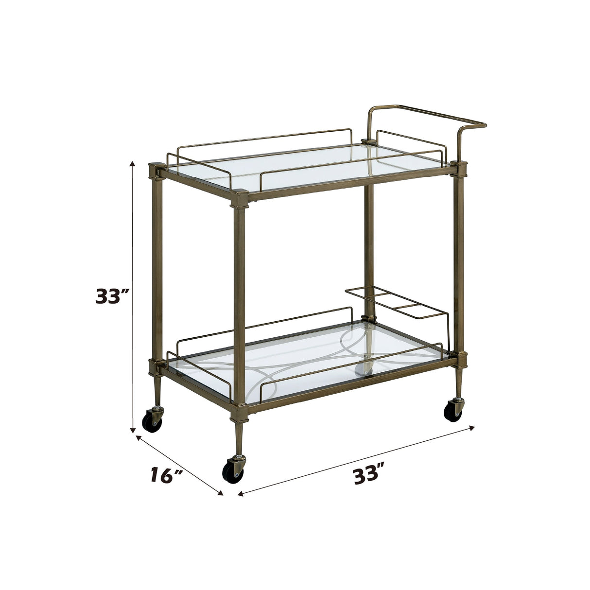 Antique Mirrored Brass Serving Cart - OROA