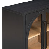 Black Vintage Arched Storage Buffet Cabinet - OROA