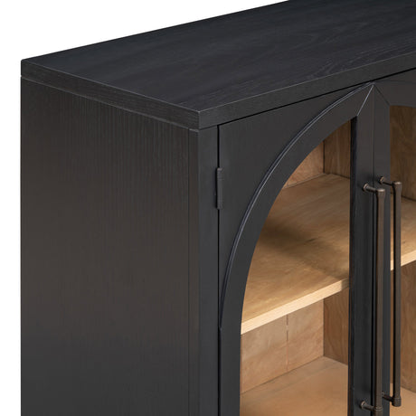 Black Vintage Arched Storage Buffet Cabinet - OROA